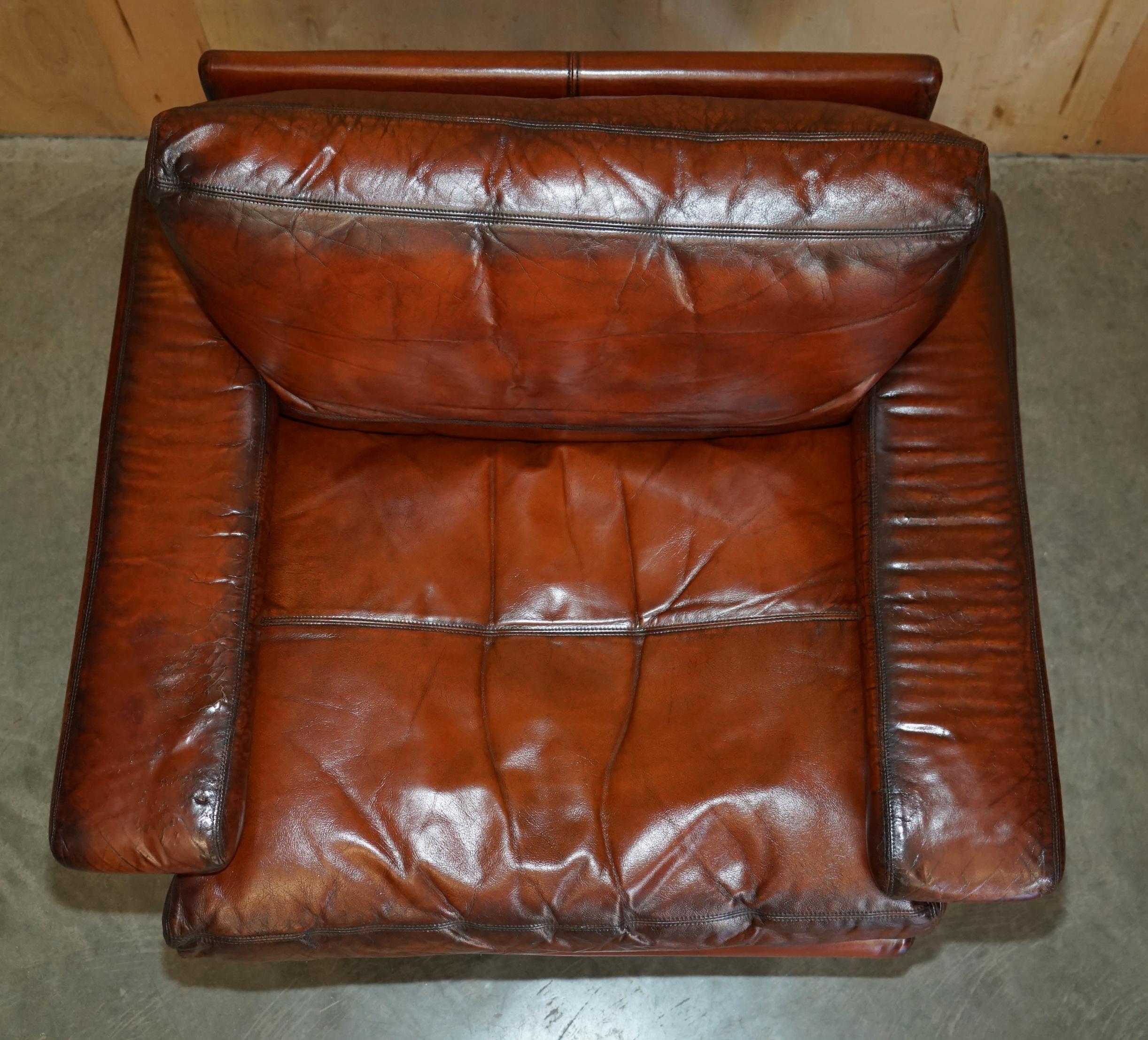 RESTORED TIM BATES PIEFF MANDARIN LEATHER CHROME & HARDWOOD SOFA ARMCHAiR SUITE For Sale 6