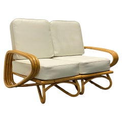 Restored "Triple Triangle" 3-strand Sectional Sectional Settee W/ Loop Base