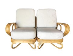 Restored "Triple Triangle" 3-strand Sectional Settee W/ Arched Base