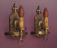 Four Restored Tudor Revival Sconces, circa 1928, Priced per pair