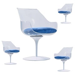 Restored Tulip Base Acrylic Lucite Champagne Chairs by Erwin & Estelle Laverne