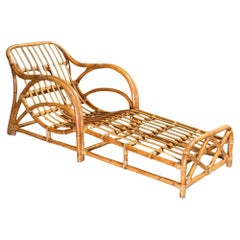 Restored Two-Strand "1940s Transition" Rattan Chaise Lounge