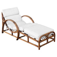 Restored Two-Strand "Half Moon" Rattan Cup Seat Chaise Lounge