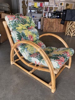 Restored Two-Strand "Half Moon" Rattan Cup Seat Lounge Chair