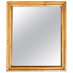 Restored Two-Strand Rectangle Rattan Wall Mirror