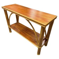 Restored Two-Tier "Double Arch" Rattan 
Mahogany Console Table