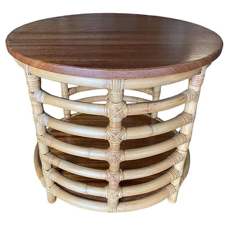 vintage two tier round side table