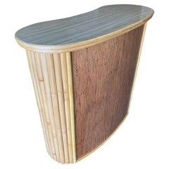 Restored Vertically Stacked Curved Stacked Dry Rattan Bar