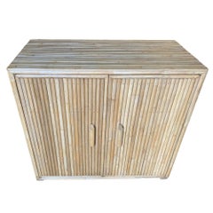 Restored Vertically Stacked Rattan Lowboy Cabinbet