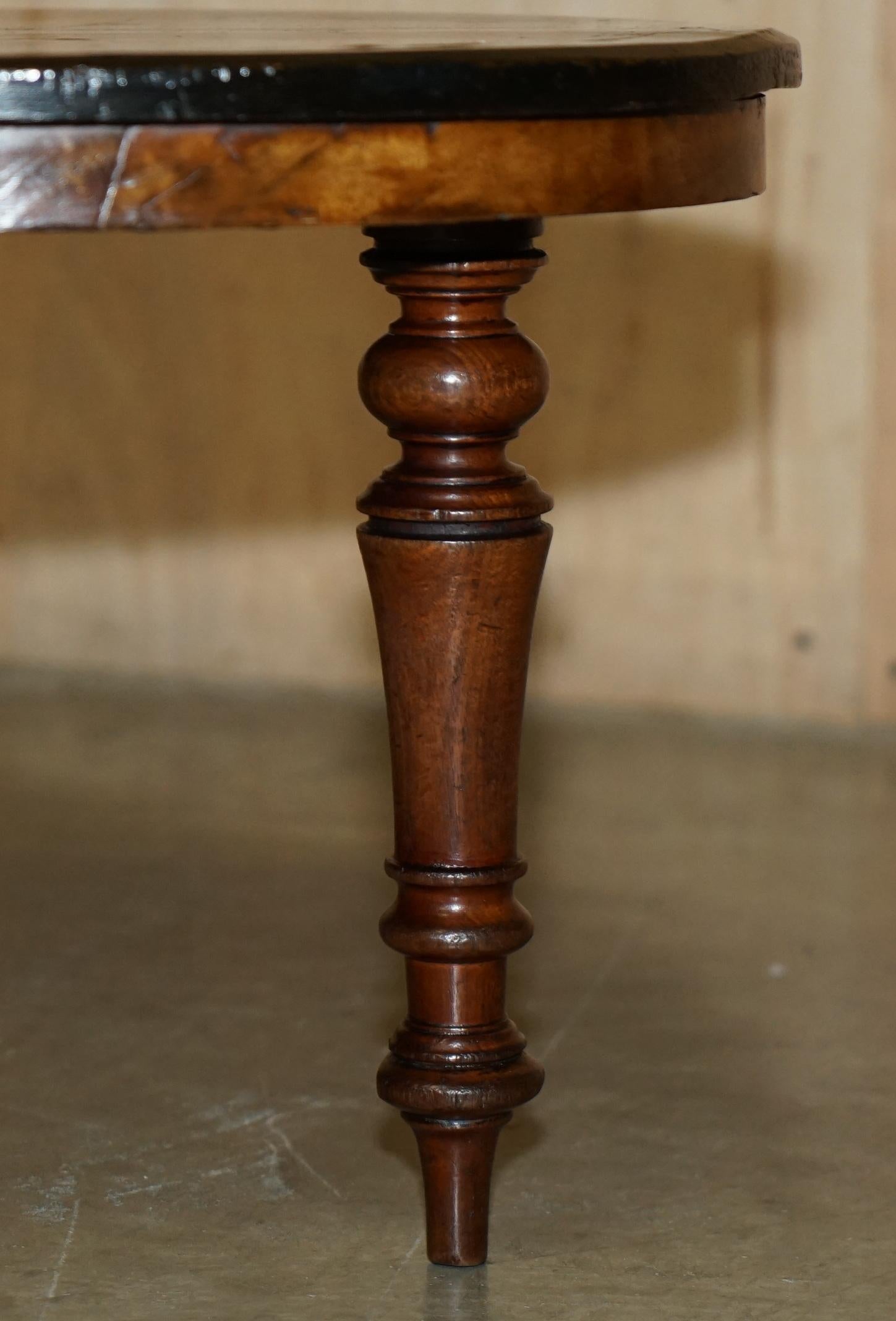RESTORED ViCTORIAN 1880 WALNUT & HARDWOOD MARQUETRY INLAID CHESS GAMES TABLE 4