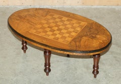 RESTORED ViCTORIAN 1880 WALNUT & HARDWOOD MARQUETRY INLAID CHESS GAMES TABLE