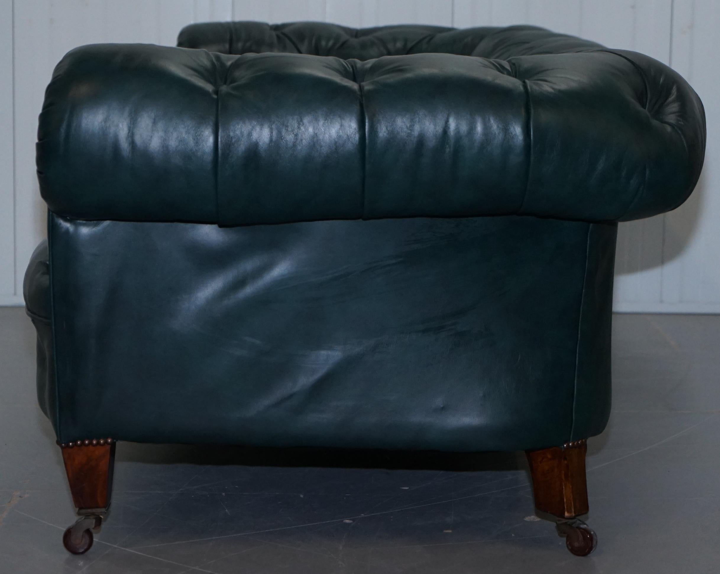 Restored Victorian 1890 Cornelius V Smith Chesterfield Leather Sofa Coil Sprung For Sale 5