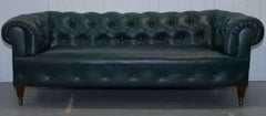 Restored Victorian 1890 Cornelius V Smith Chesterfield Leather Sofa Coil Sprung