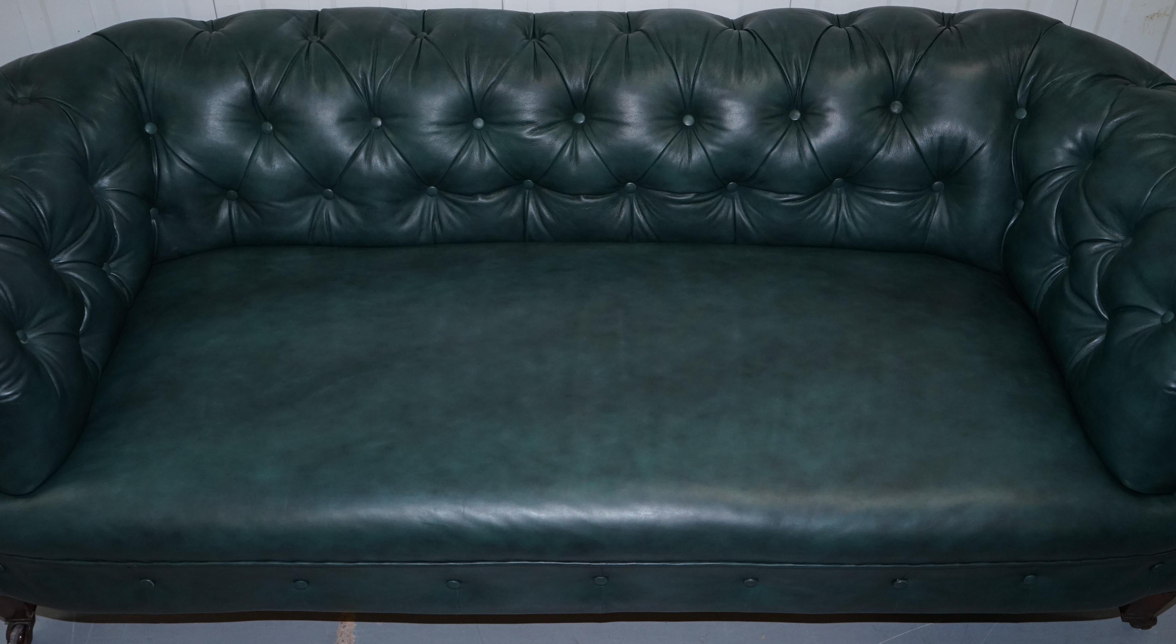 High Victorian Restored Victorian 1890 Cornelius V Smith Chesterfield Leather Sofa Coil Sprung For Sale