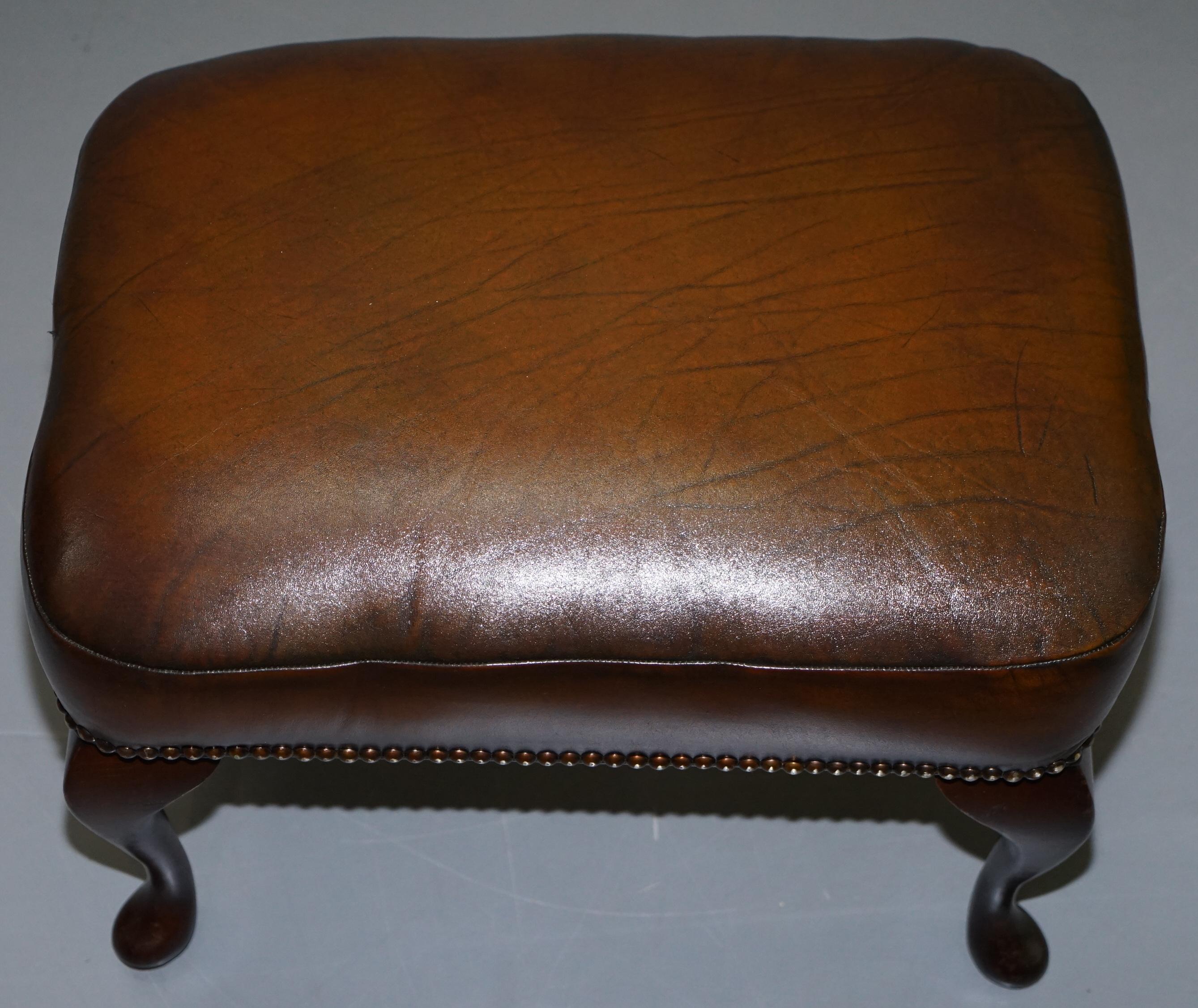 Restored Victorian Brown Leather Chesterfield Club Armchair Drop Arm Sofa Suite 6