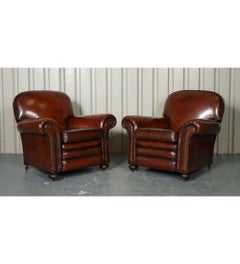 Restored Victorian Maroon Dyed Leather Suite of Two Armchairs and Sofa
