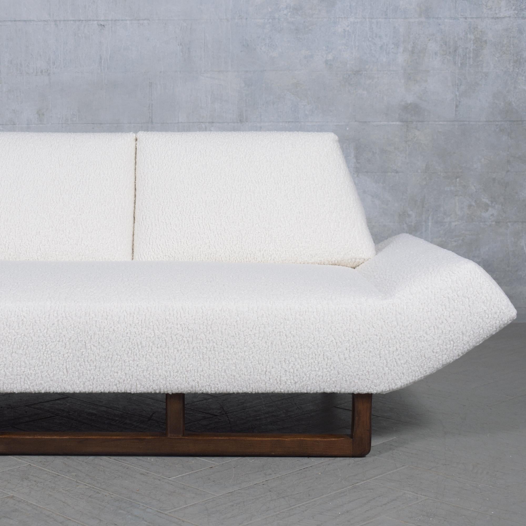 Hand-Crafted Vintage Mid-Century Sofa Restored: Classic Design Meets Modern Comfort