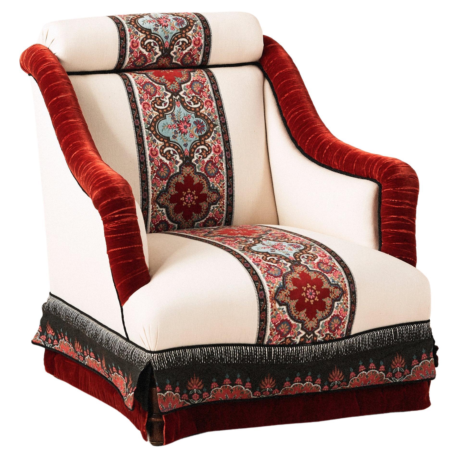 Restored Vintage Armchair re-upholstered in Pierre Frey