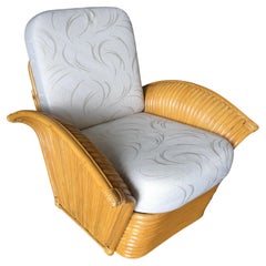Restored Vintage Art Deco Rattan Fan Arm Lounge Chair