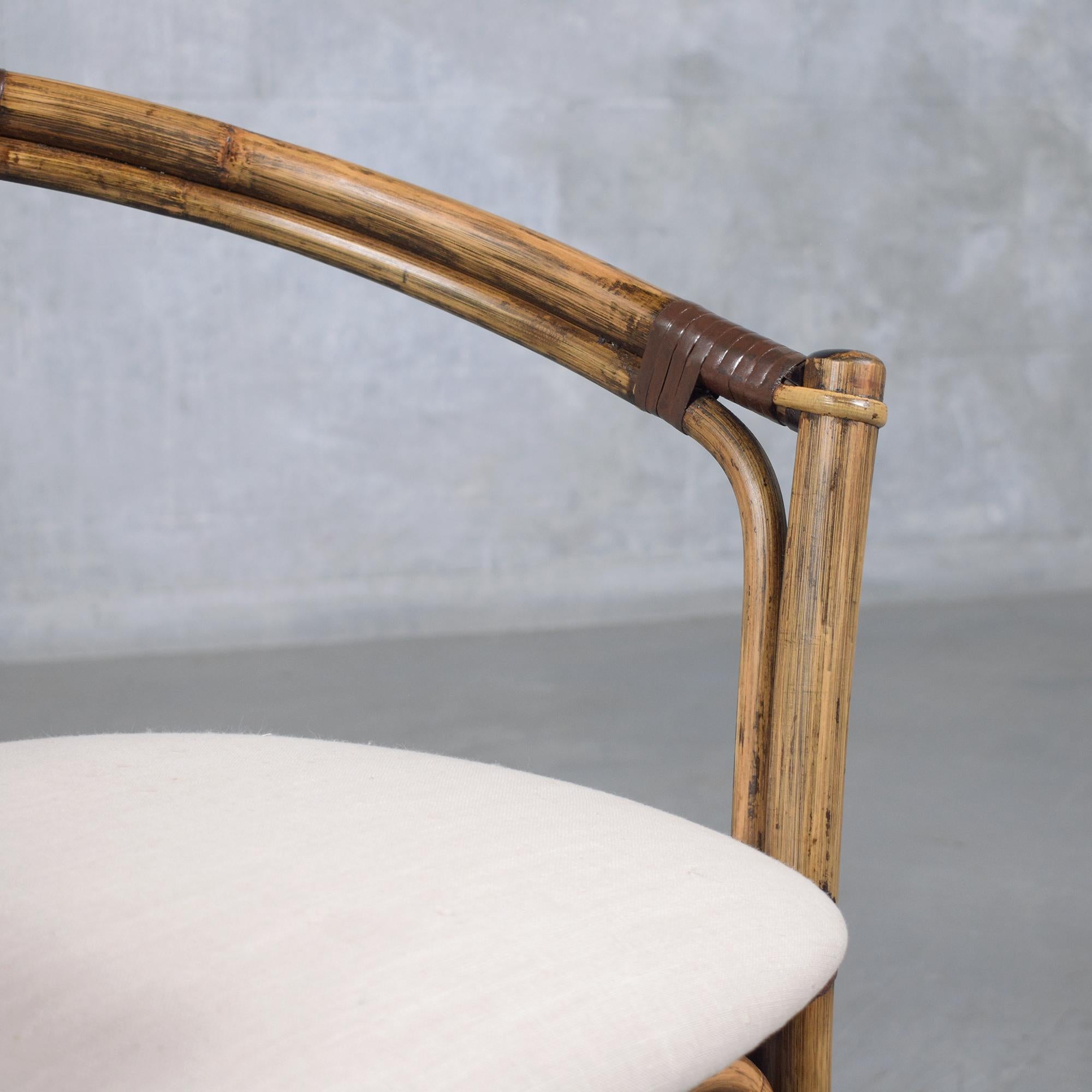Restaurierte Vintage-Bambus-Fass-Sessel - Vierer-Set im Angebot 4