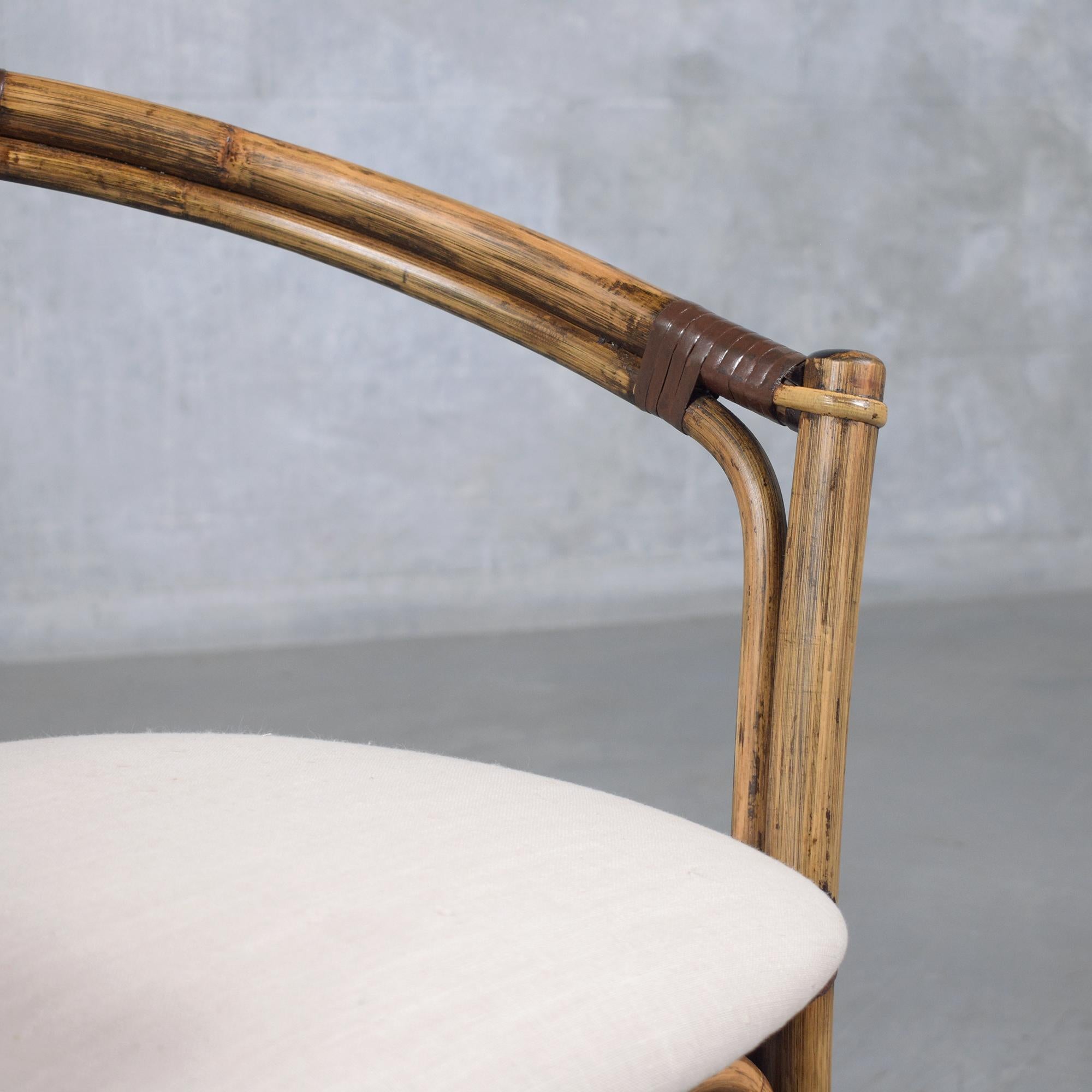 Restored Vintage Bamboo Barrel Chairs Set of Four 4