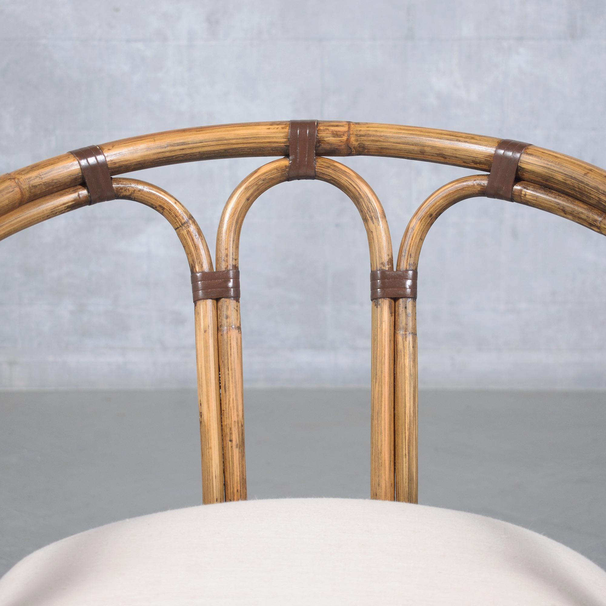 Late 20th Century Restored Vintage Bamboo Barrel Chairs Set of Four