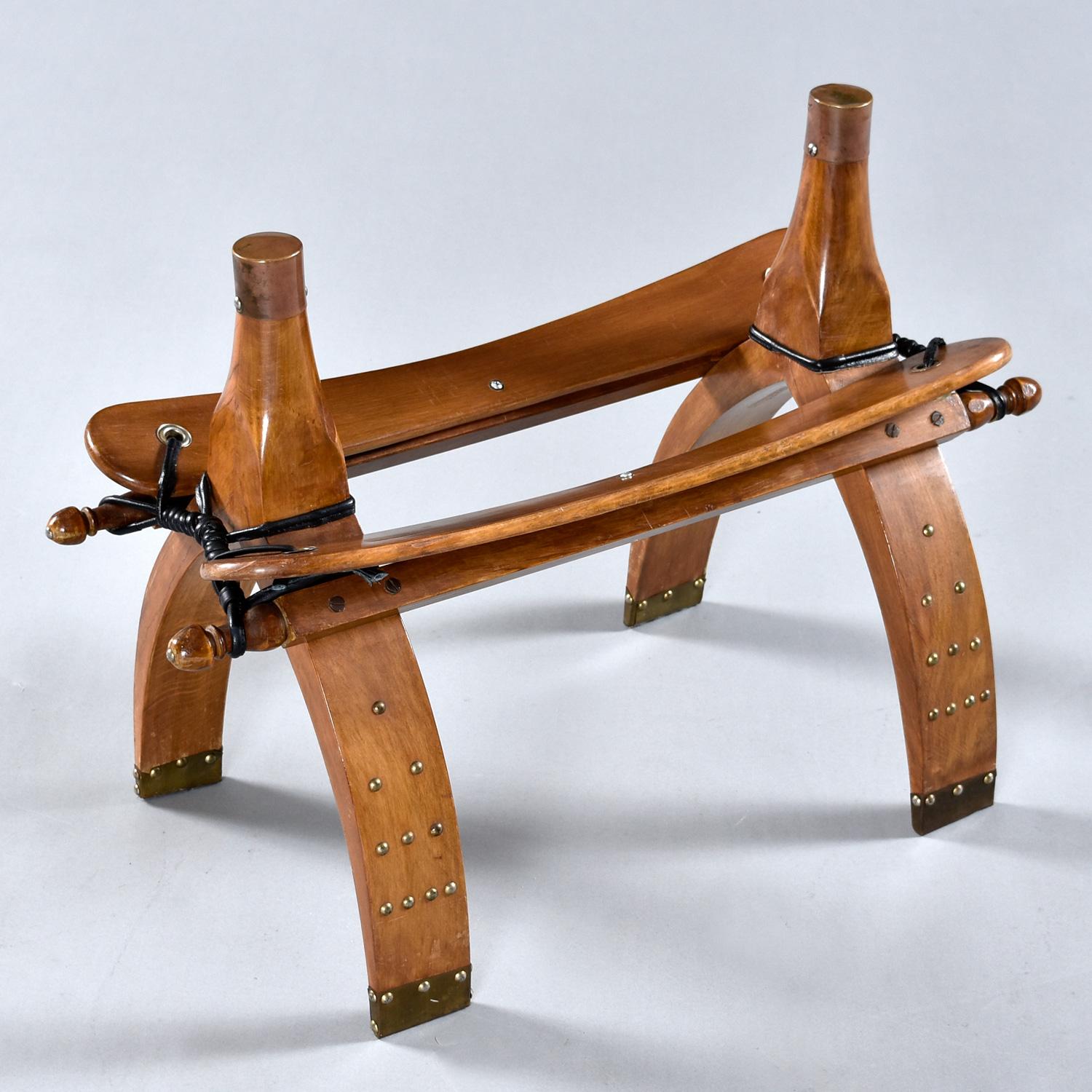 Mid-20th Century Restored Camel Saddle Footstool Ottoman