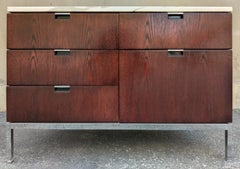 Credenza vintage restaurada de mármol de Carrara y palisandro Florence Knoll