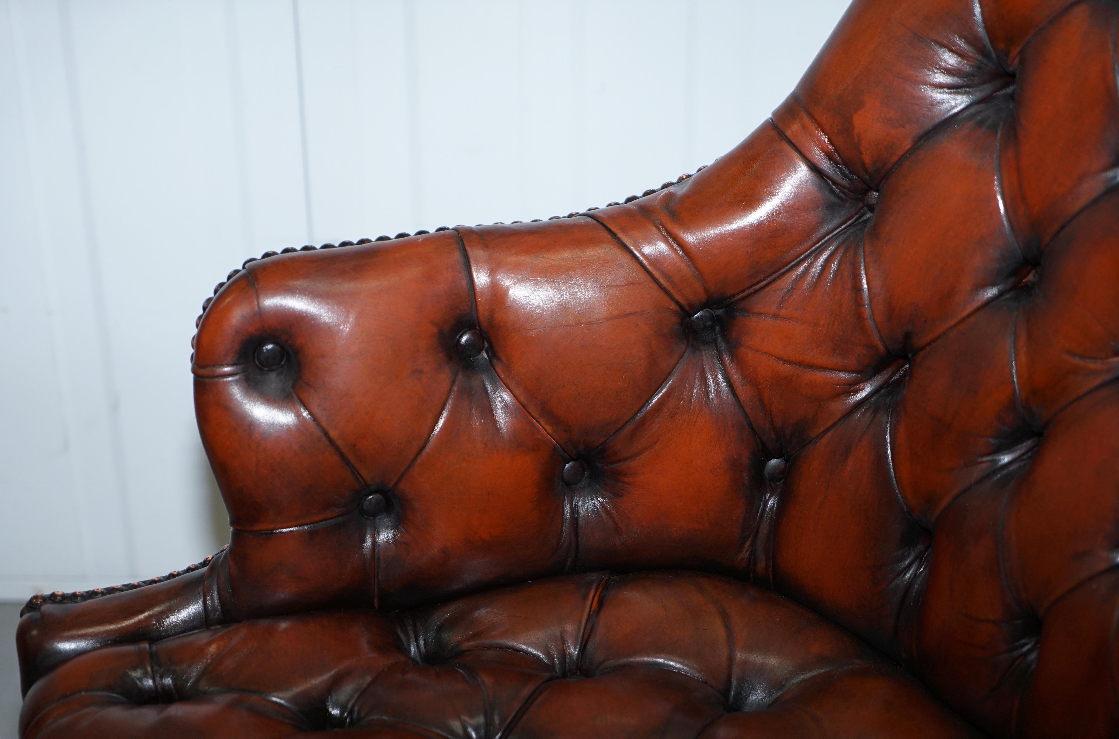 Hand-Crafted Restored Vintage Chesterfield High Back Brown Leather Directors Captains Chair
