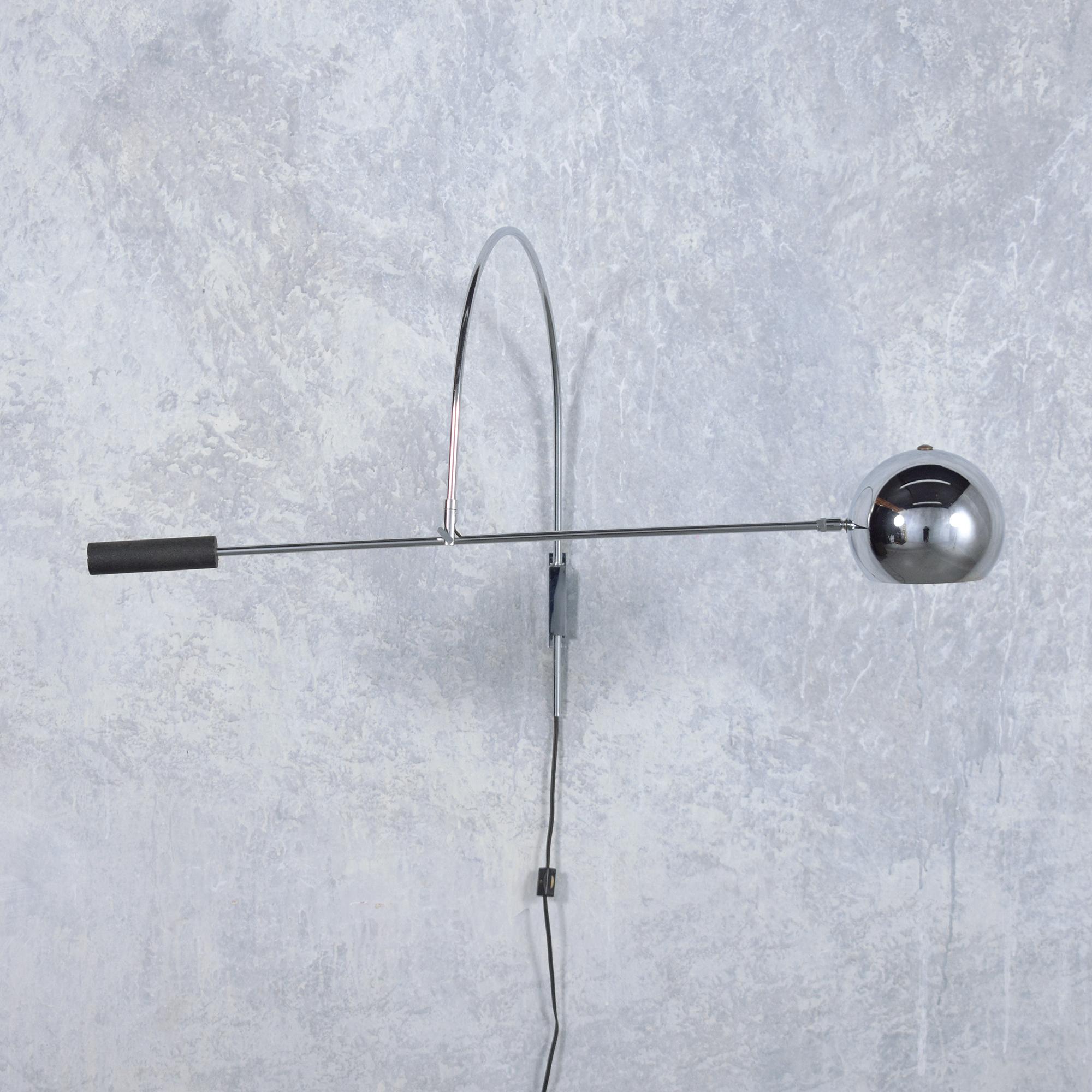 Mid-20th Century Vintage Chrome Wall Mount Lamp: Mid-Century Design Reimagined For Sale