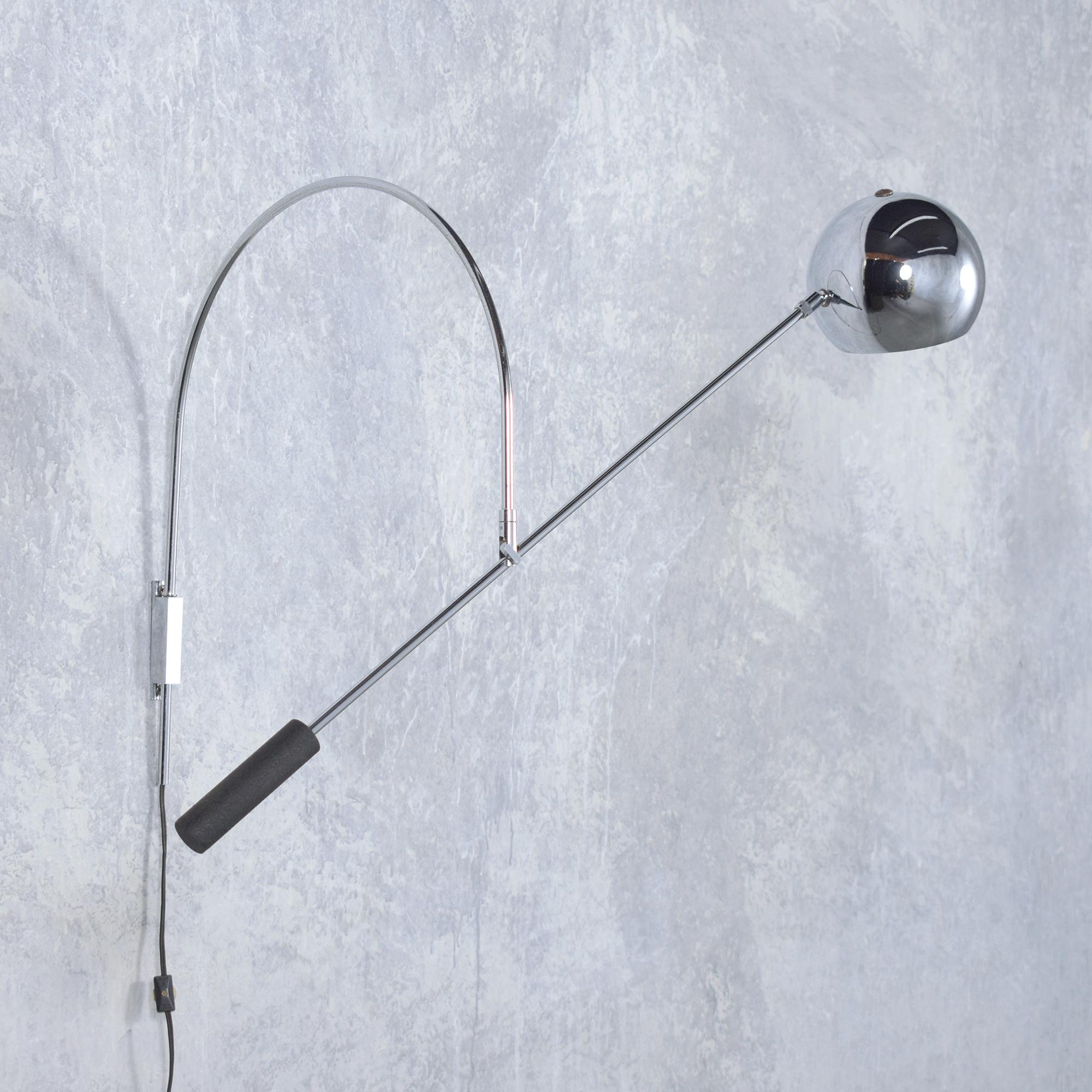 Vintage Chrome Wall Mount Lamp: Mid-Century Design Reimagined For Sale 1