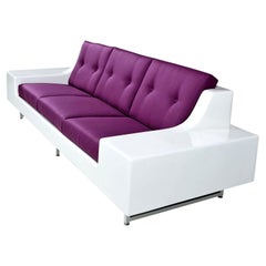 Restored Vintage Fiber Foam Sofa by Homecrest in New Plum Knoll Fabric