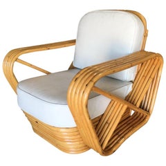 Restored Vintage 1940's Five-Strand Square Pretzel Rattan Lounge Chair