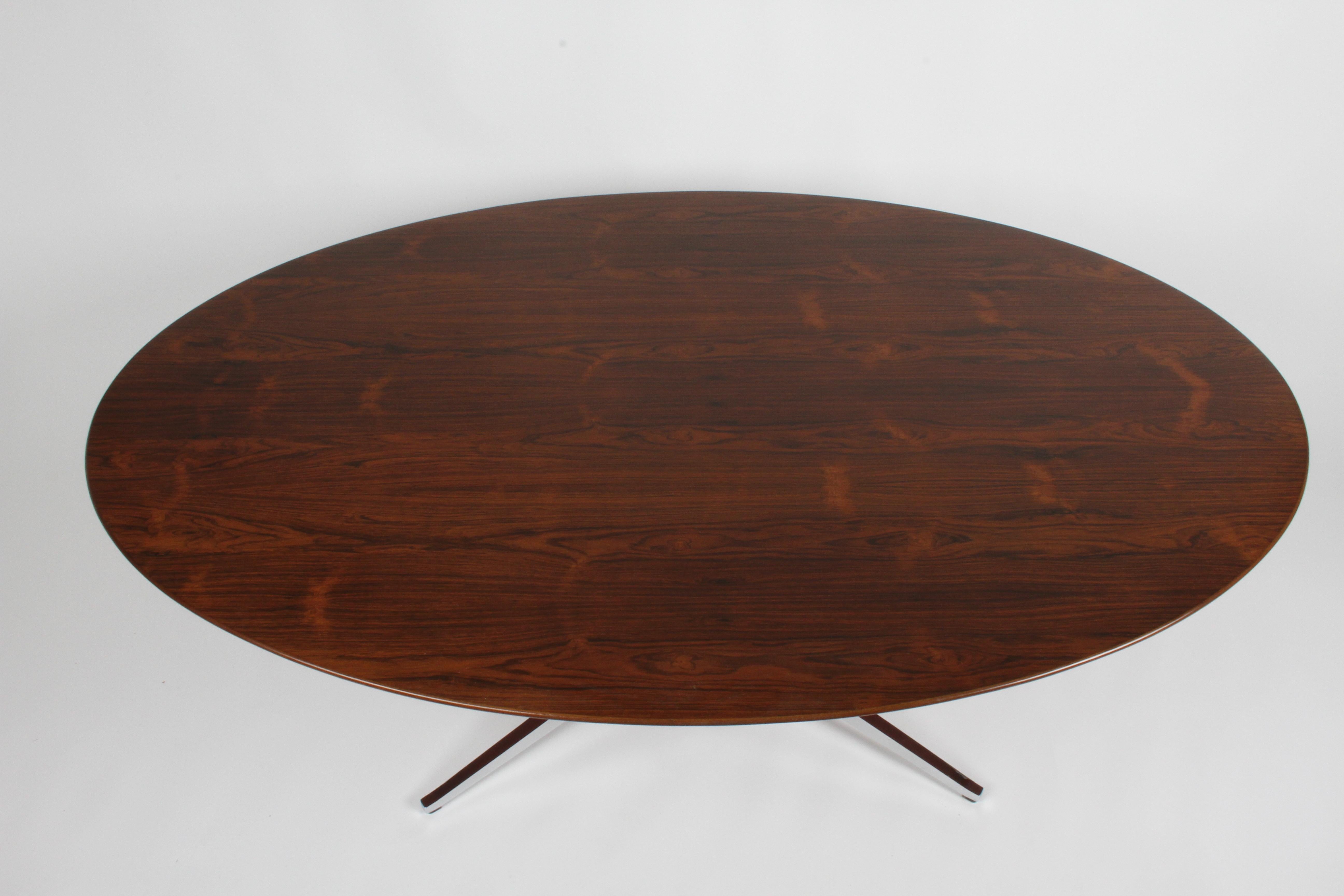 Mid-Century Modern Restored Vintage Florence Knoll Oval Top Rosewood Dining or Conference Table For Sale