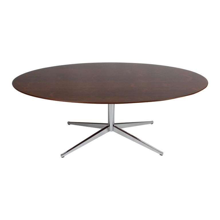 Restored Vintage Florence Knoll Oval Top Rosewood Dining or Conference Table For Sale