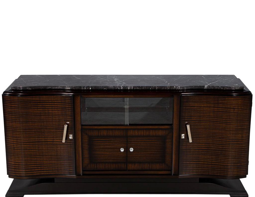 Restored Vintage French Art Deco Marble Top Sideboard Bar Cabinet 2
