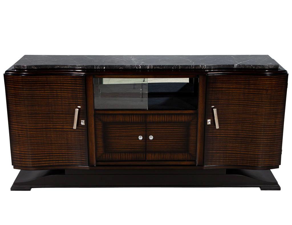 Restored Vintage French Art Deco Marble Top Sideboard Bar Cabinet 3