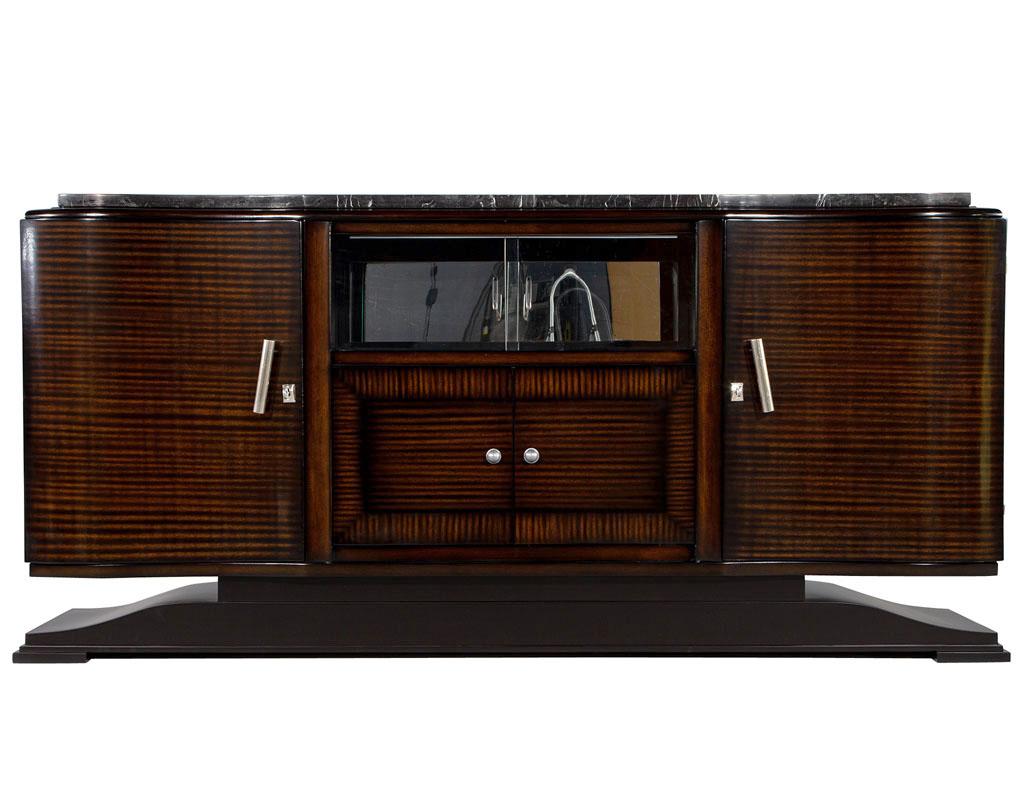 Restored Vintage French Art Deco Marble Top Sideboard Bar Cabinet 11
