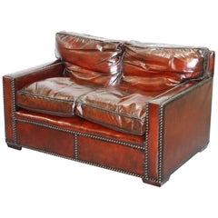 Restored Retro Handmade in Chelsea Bordeaux Leather Sofa Part of Huge Suite