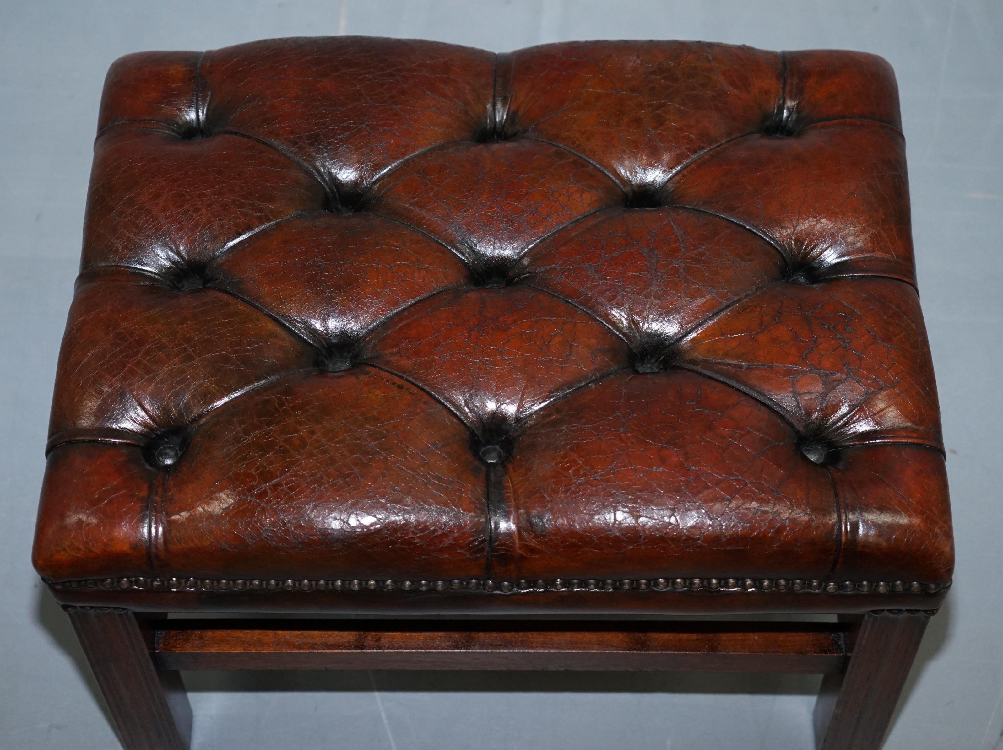Restored Vintage Handmade in England Chesterfield Wingback Armchair & Footstool 8