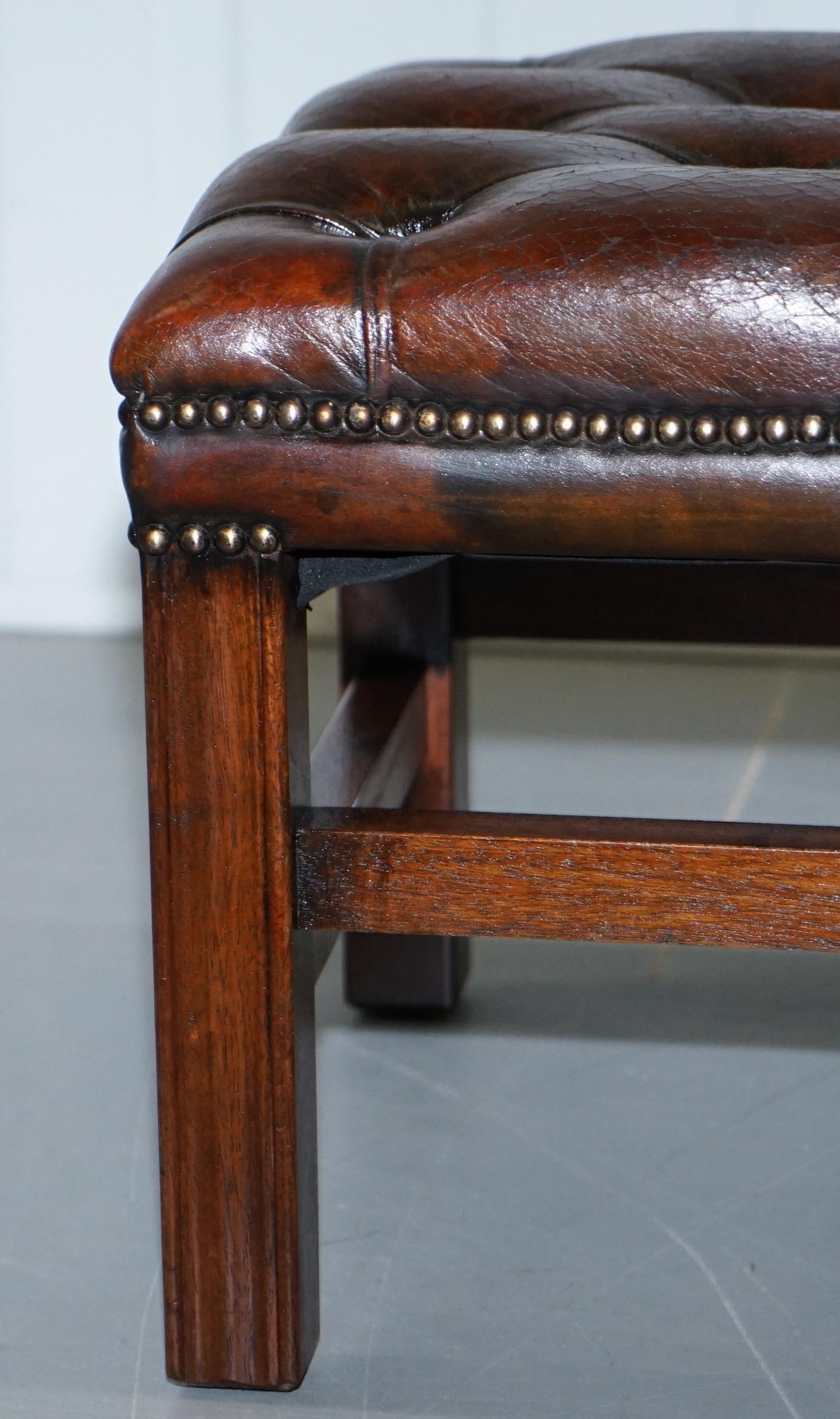 Restored Vintage Handmade in England Chesterfield Wingback Armchair & Footstool 10
