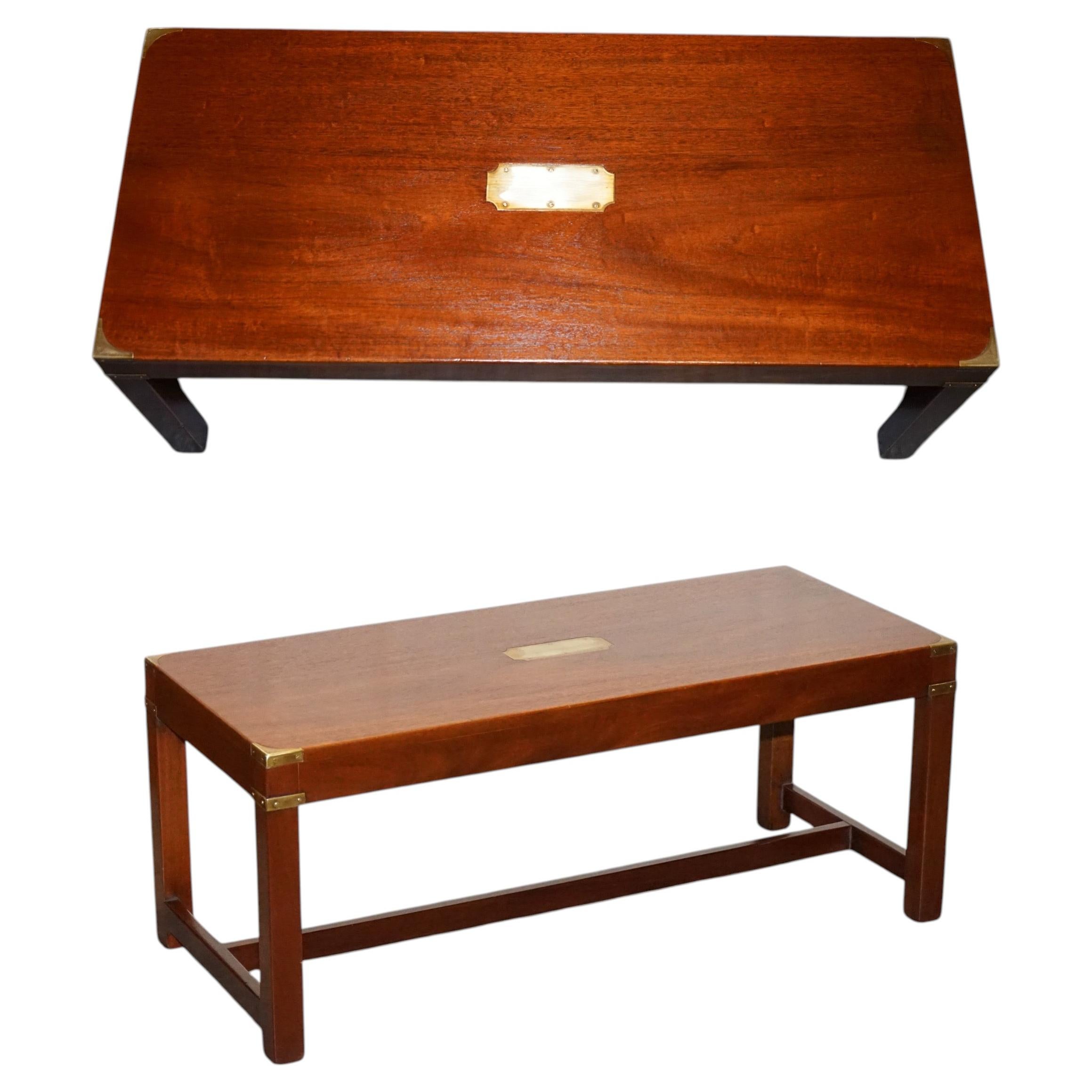 RESTORED VINTAGE HARRODS LONDON REH KENNEDY MILiTARY CAMPAiGN COFFEE TABLE im Angebot