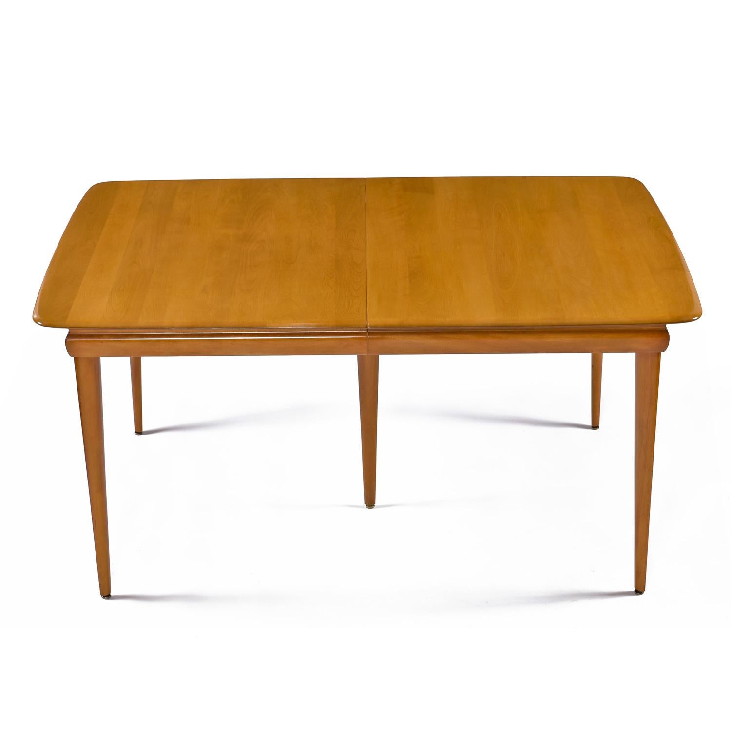 Restored Vintage Heywood Wakefield Dining Table with Two Leaf Extensions In Good Condition In Chattanooga, TN