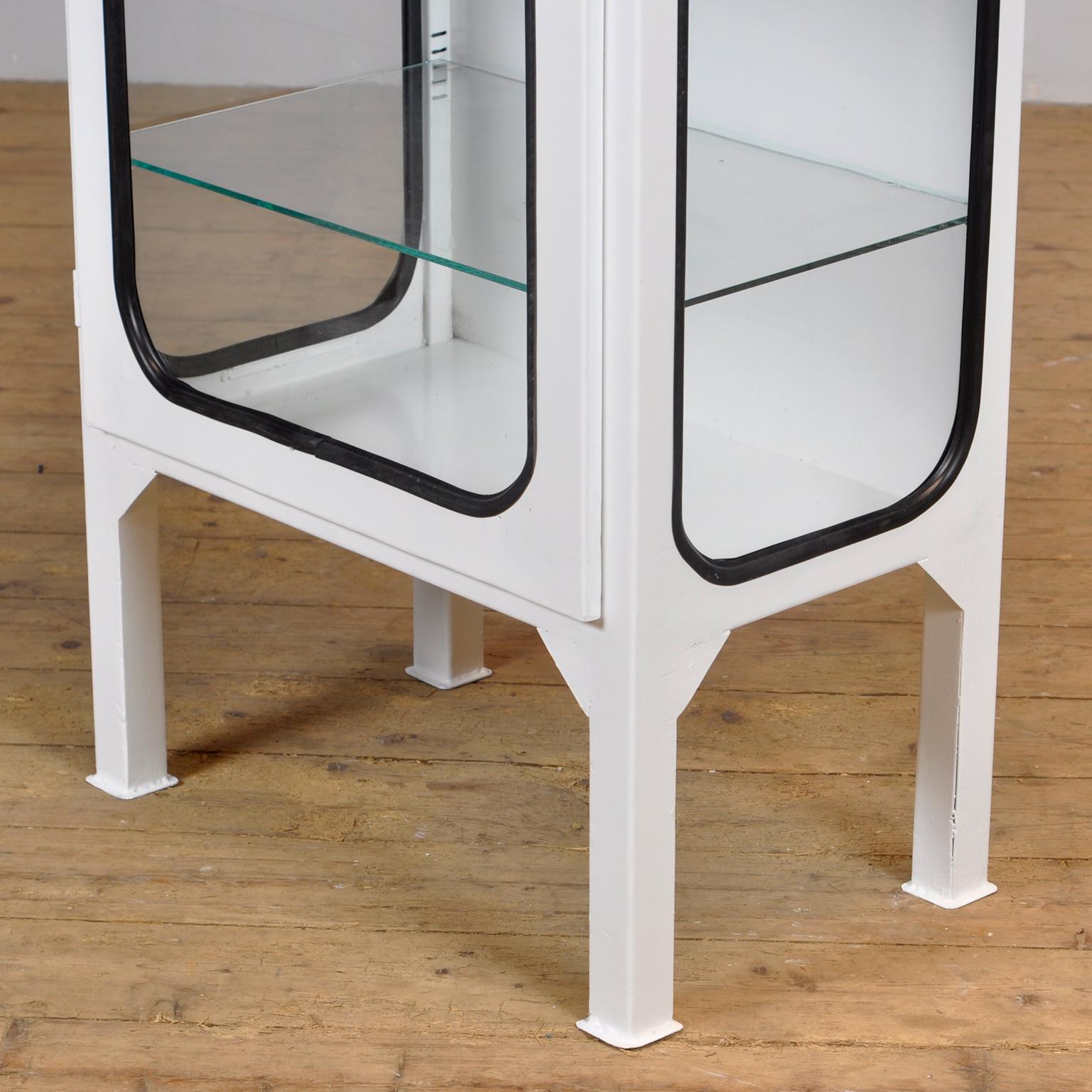 Late 20th Century Restored Vintage Iron And Glass Medical Cabinet, 1970s For Sale