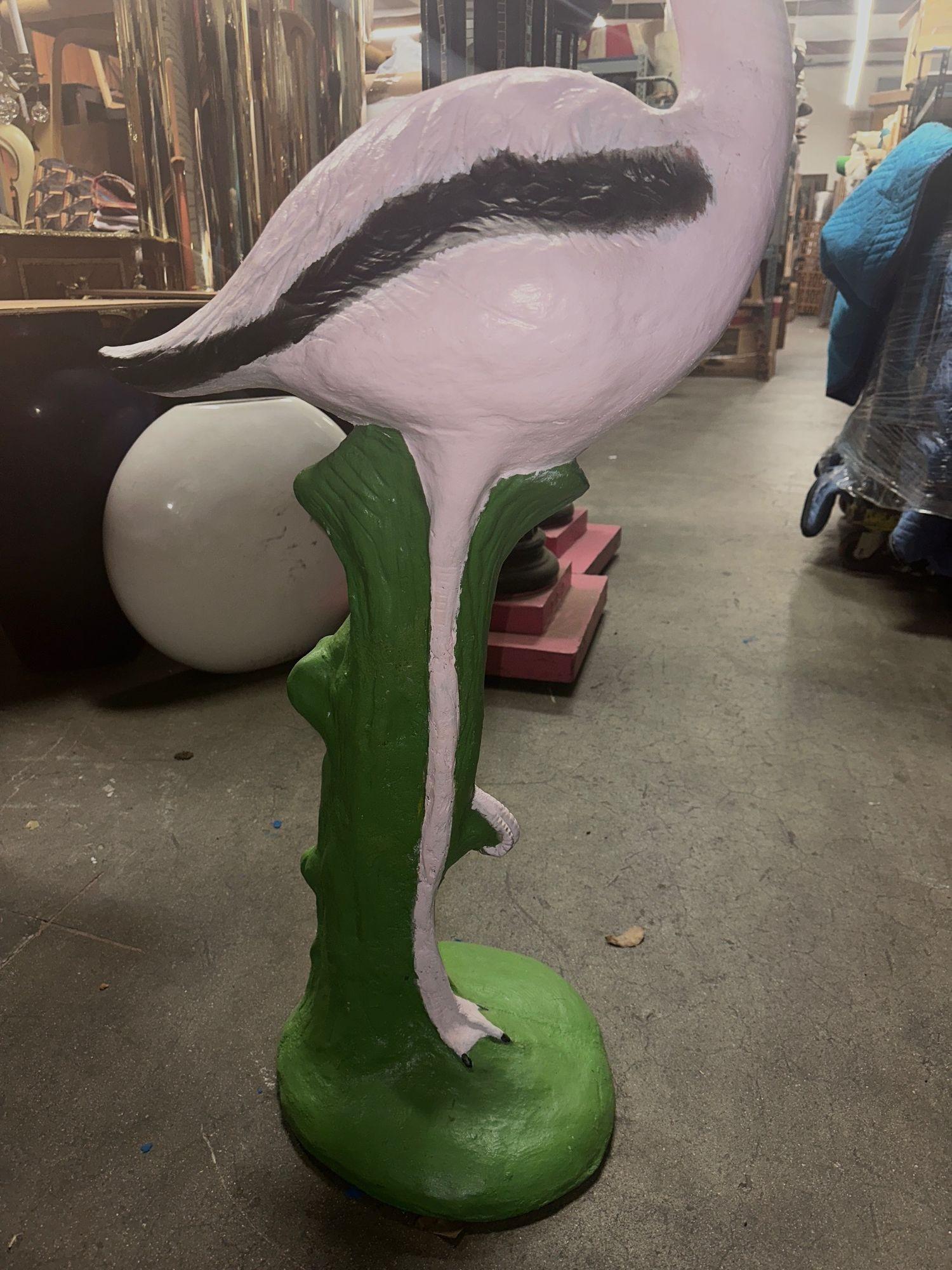 Restored Vintage Life Size Pink Flamingo Statue Full Size For Sale 3
