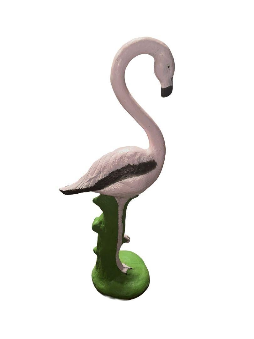 Late 20th Century Restored Vintage Life Size Pink Flamingo Statue Full Size For Sale