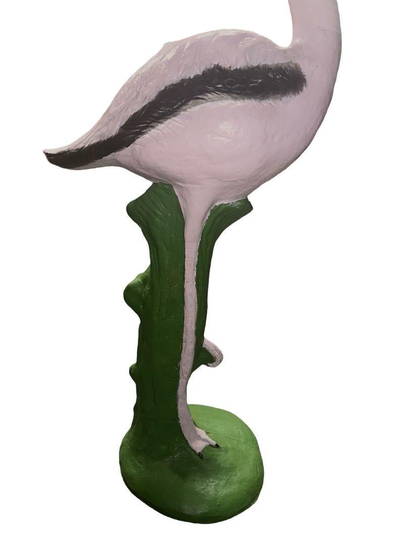Cement Restored Vintage Life Size Pink Flamingo Statue Full Size For Sale