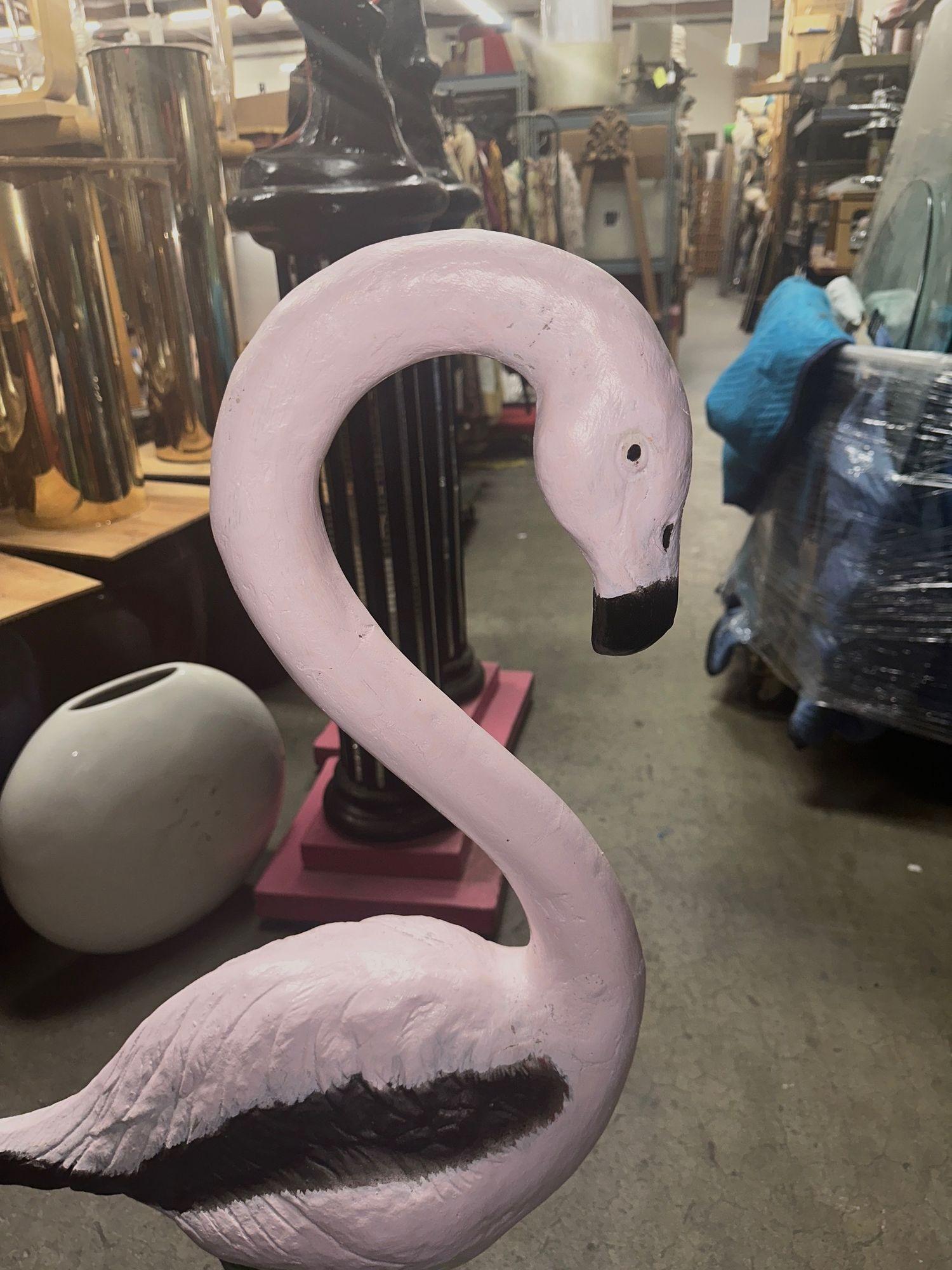 Restored Vintage Life Size Pink Flamingo Statue Full Size For Sale 2