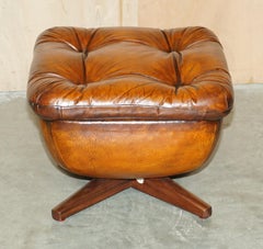 RESTORED ViNTAGE MID CENTURY MODERN PARKER KNOLL CHESTERFIELD LEATHER FOOTSTOOL