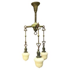 Restored Used Mission Chandelier with Milk Glass Shades